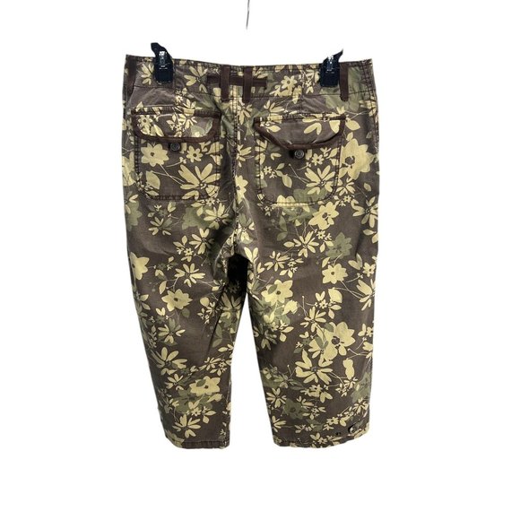 Gloria Vanderbilt Women's Floral Print Capri Pants Sz 6 Cotton Brown Beige Boho - Picture 2 of 15